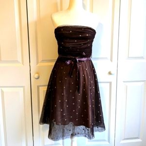 BCBG polka dot strapless cocktail dress